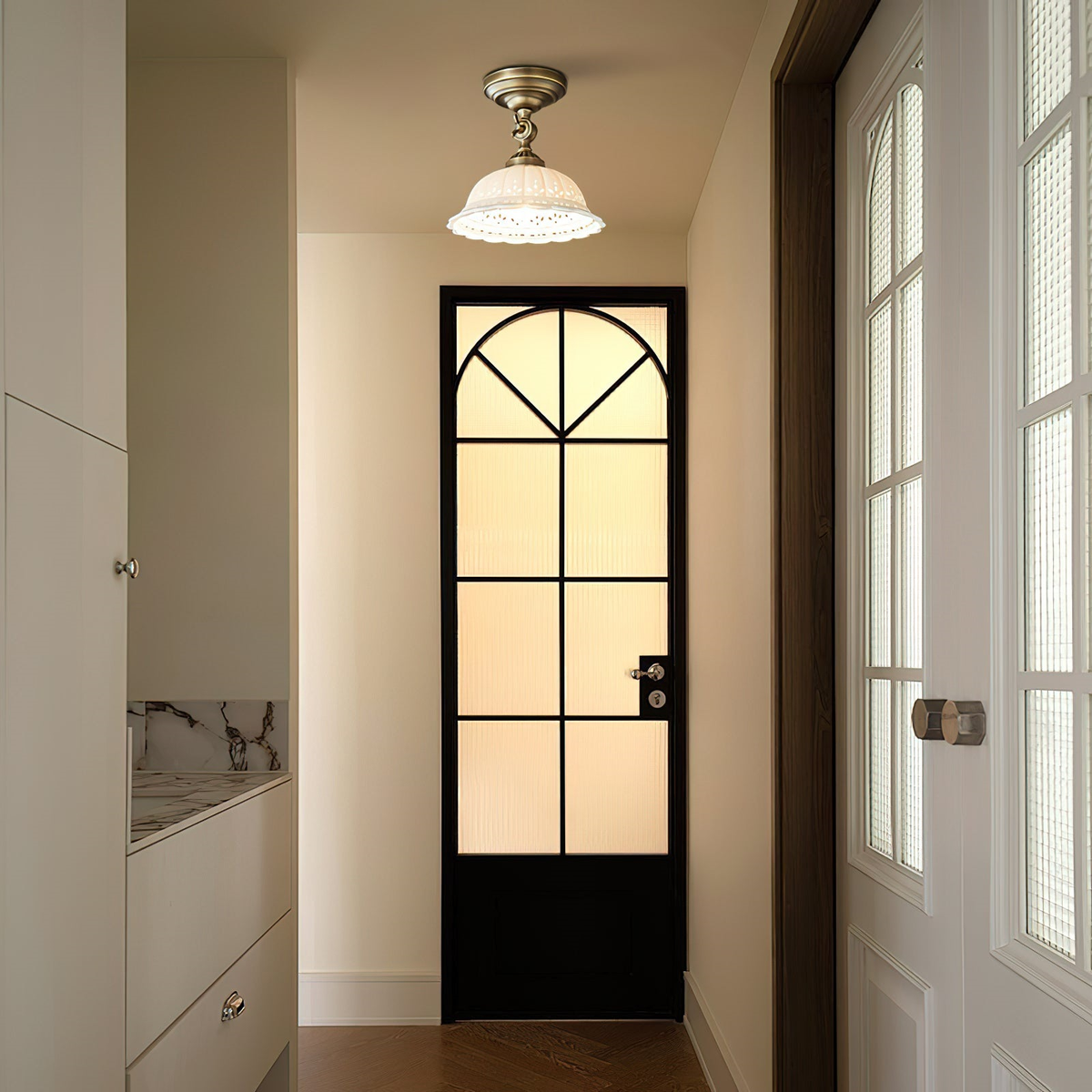 Haylea Ceiling Lamp Ceramic & Brass – Classic Entrance Dining Room Lighting ø 22 cm | Sansoti