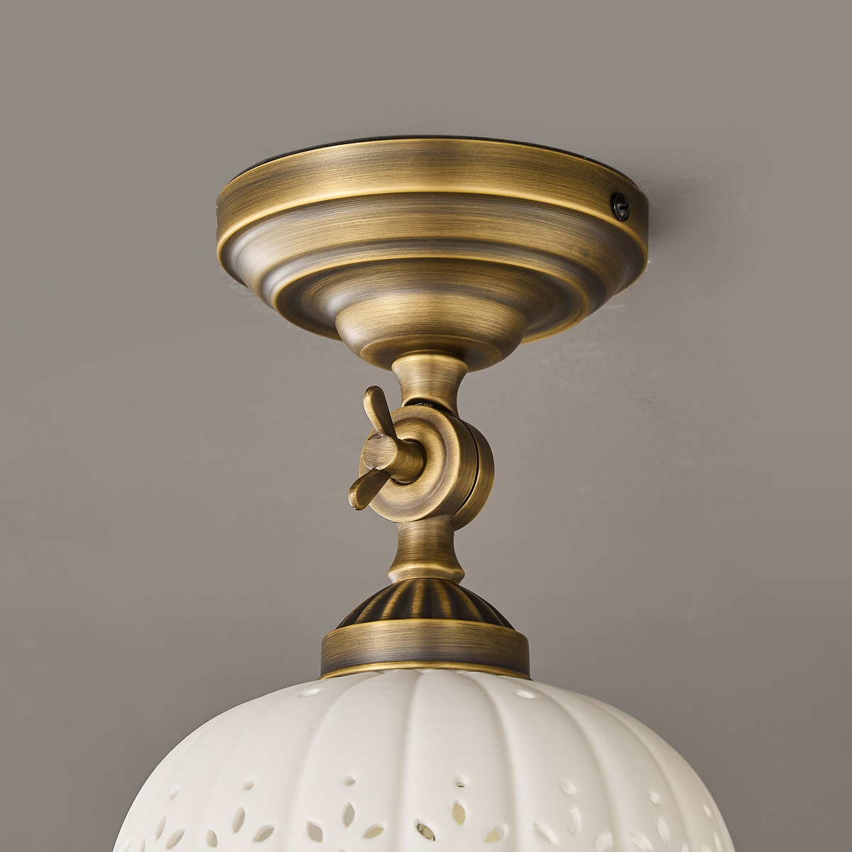 Haylea Ceiling Lamp Ceramic & Brass – Classic Entrance Dining Room Lighting ø 22 cm | Sansoti