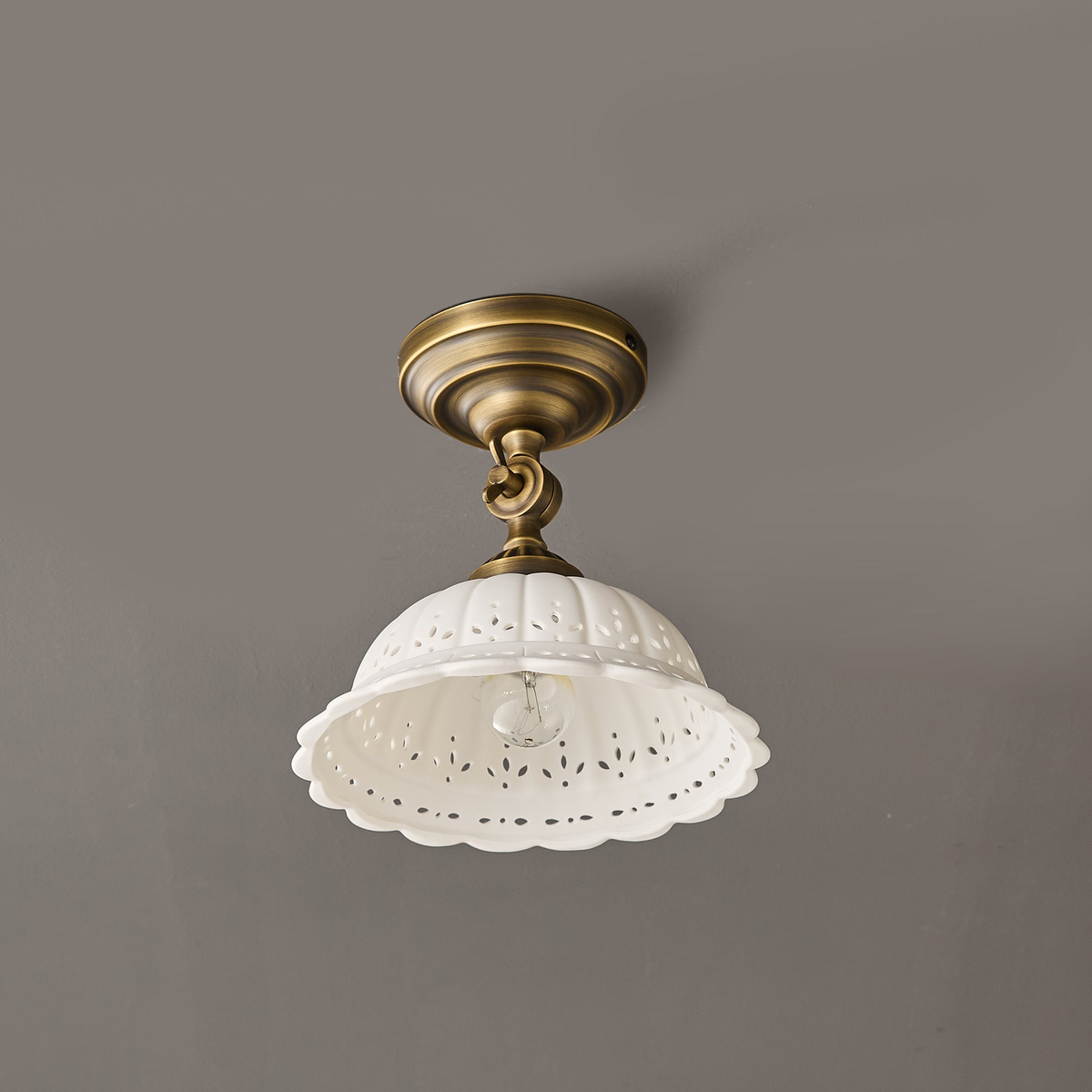 Haylea Ceiling Lamp Ceramic & Brass – Classic Entrance Dining Room Lighting ø 22 cm | Sansoti