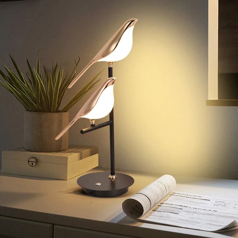 Golden Bird Table Lamp LED Scandinavian Design Warm White Ambient Lighting Living Room Bedroom Decorative | Sansoti
