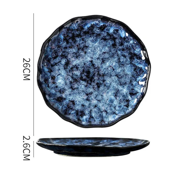 10-Piece Dinnerware Set Milky Way Design Blue Ceramic for Daily Use and Holidays | Sansoti