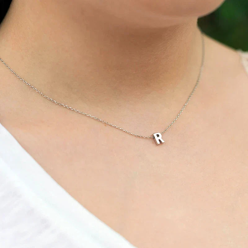 Minimalist Letter Initial Necklace – Stainless Steel with Adjustable Chain – Customizable – Elegant for Daily or Festive Wear | Sansoti