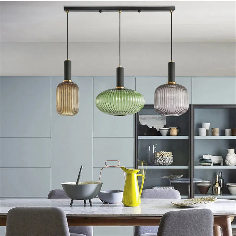 Hanglamp Gekleurd Glas Retro Nordisch E27 Wit Groen Roze Ø13 Ø30 Eetkamer | Sansoti