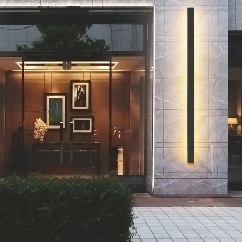 Linear Outdoor Wall Light LED Metal Black IP65 Waterproof for Garden Patio Facade Modern Outdoor Lighting | Sansoti