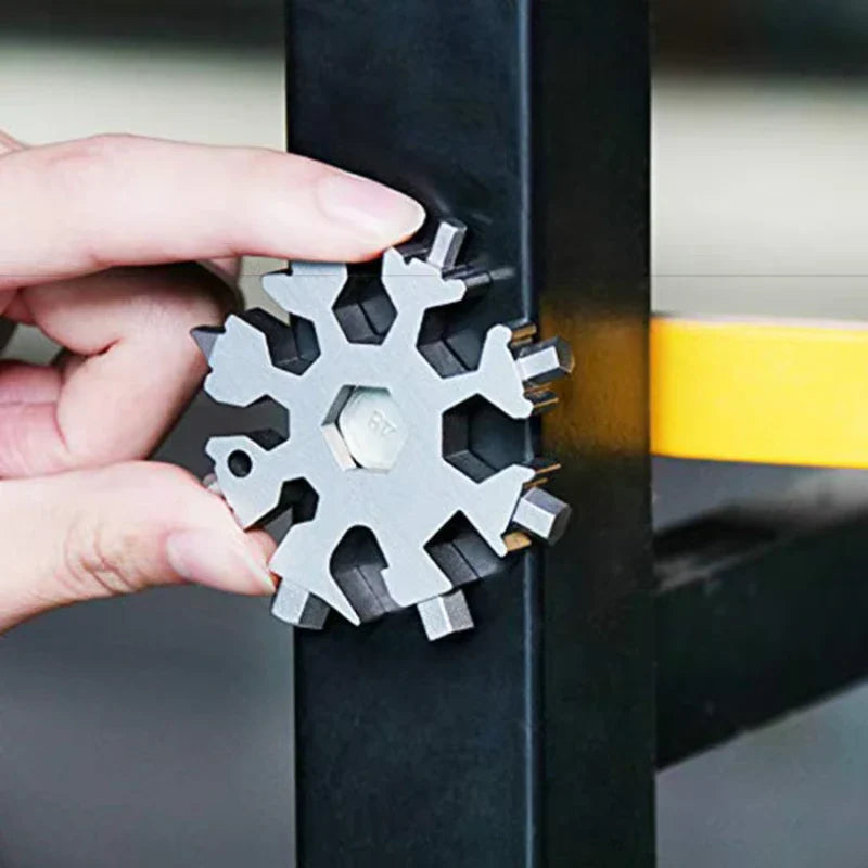 18-in-1 Snowflake Multitool in Compact Keychain Size with Wrenches, Screwdrivers, and Bottle Opener | Sansoti
