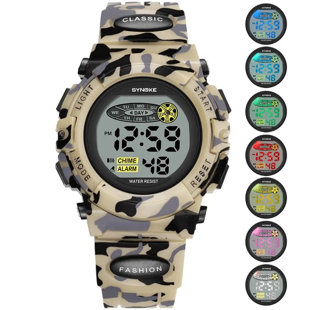 Montre numérique enfant étanche sportive avec chronomètre, date, alarme, montre moderne pour garçons et filles, école, activités en plein air, affichage coloré, rétroéclairage LED, bracelet en silicone robuste | Sansoti