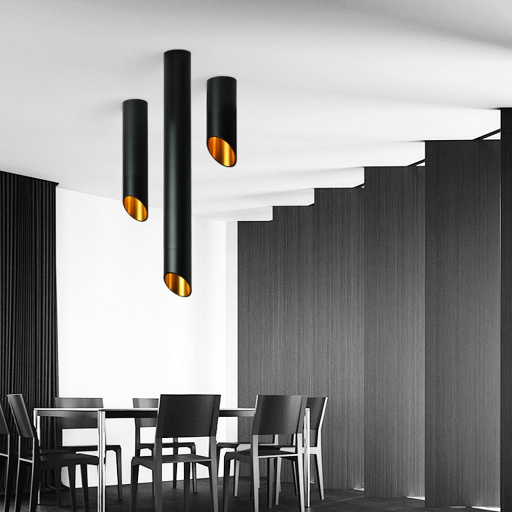 Opbouw Plafondspot Cilinder Design Koper LED 20-50cm Zwart Wit Warm Koud Licht Modern Tube Verlichting | Sansoti