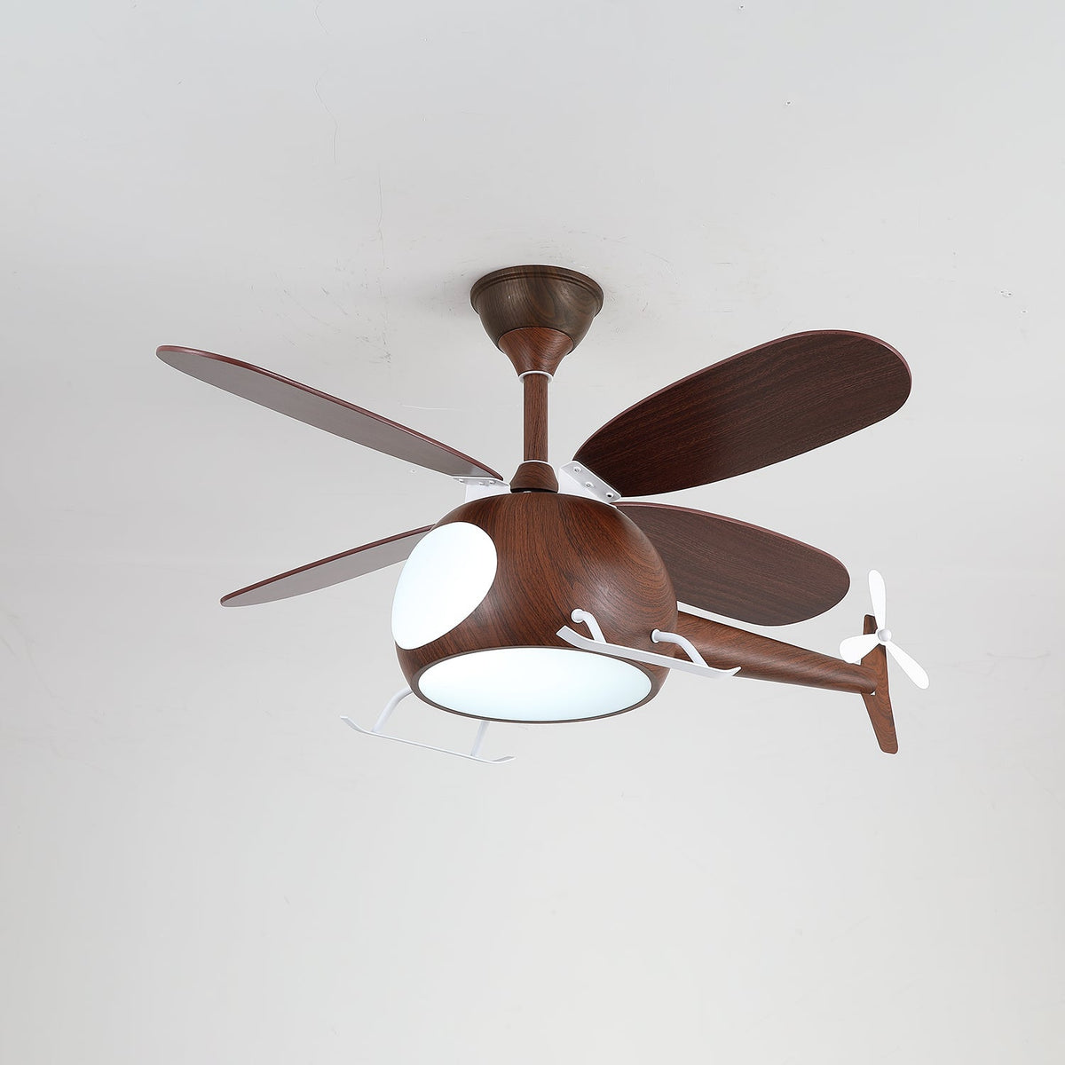 Ventilateur de plafond moderne avec éclairage Aviara Breeze – Ø70×H30 cm – 6 vitesses – LED 35W – Noyer & couleur bois – Télécommande – Chambre d'enfant & salon | Sansoti
