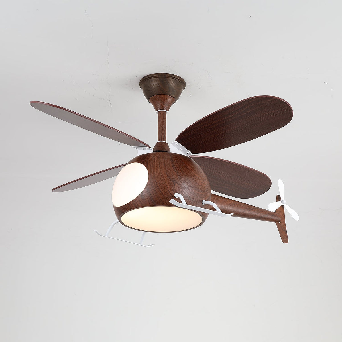 Ventilateur de plafond moderne avec éclairage Aviara Breeze – Ø70×H30 cm – 6 vitesses – LED 35W – Noyer & couleur bois – Télécommande – Chambre d'enfant & salon | Sansoti