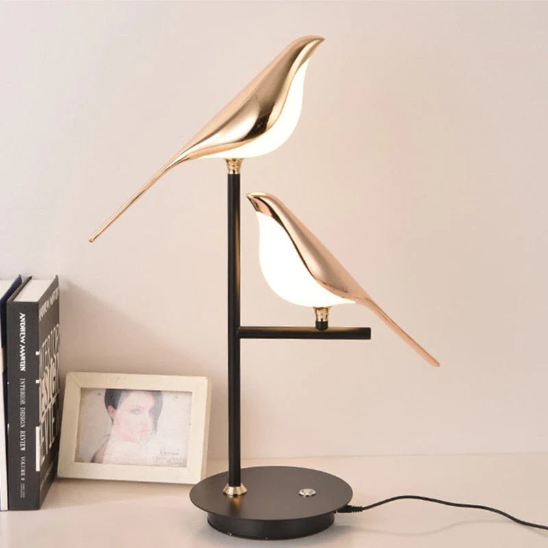 Golden Bird Table Lamp LED Scandinavian Design Warm White Ambient Lighting Living Room Bedroom Decorative | Sansoti