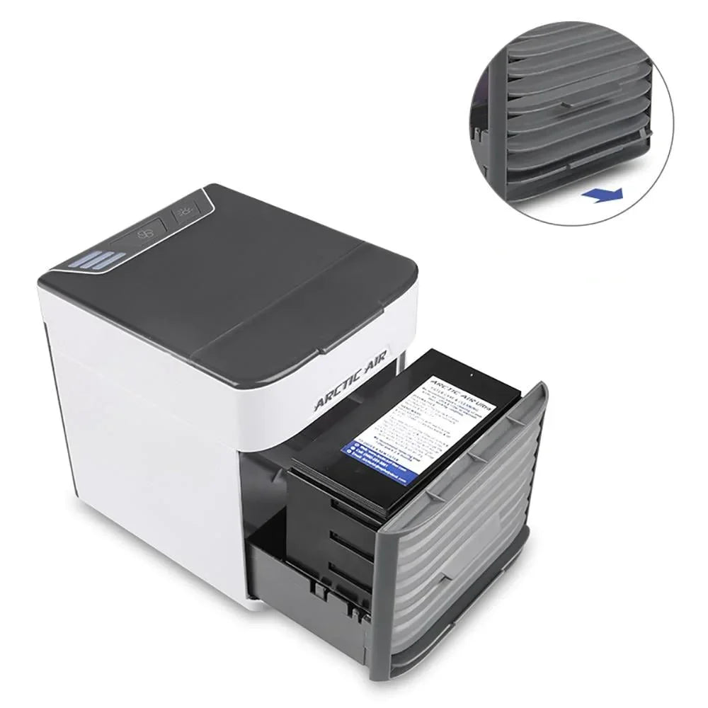 Personal USB Air Cooler Mini Air Conditioner 3 Settings Evaporative Humidifier Night Light Desk Office | Sansoti