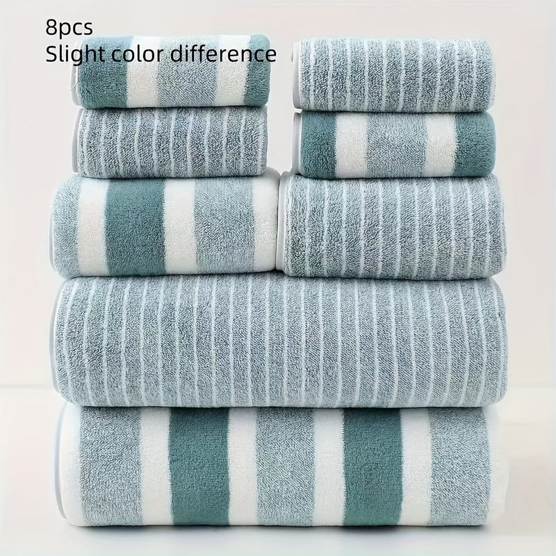 Badetuch Set 8 Stück Korallfleece Weich Schnell Trocknend Badezimmer Handtuchset Saugfähig Dusche Wellness Reisen | Sansoti