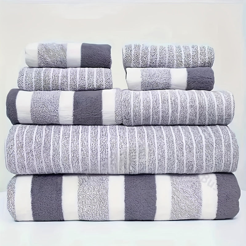 Badetuch Set 8 Stück Korallfleece Weich Schnell Trocknend Badezimmer Handtuchset Saugfähig Dusche Wellness Reisen | Sansoti