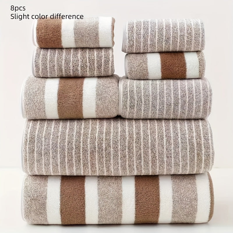 Badetuch Set 8 Stück Korallfleece Weich Schnell Trocknend Badezimmer Handtuchset Saugfähig Dusche Wellness Reisen | Sansoti