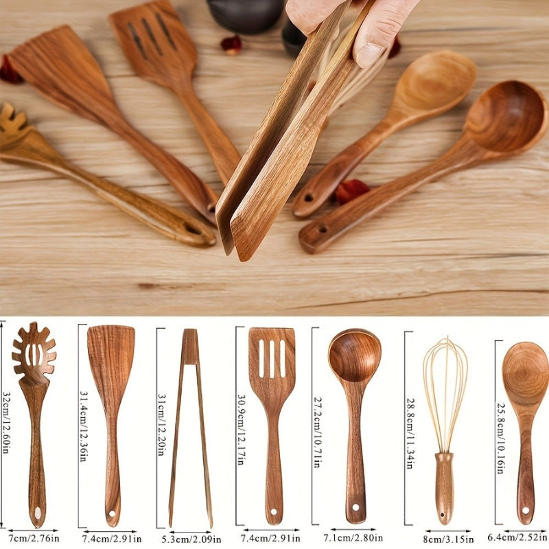 Sansoti | Luxuriöses 7-teiliges Küchenutensilien-Set aus Holz