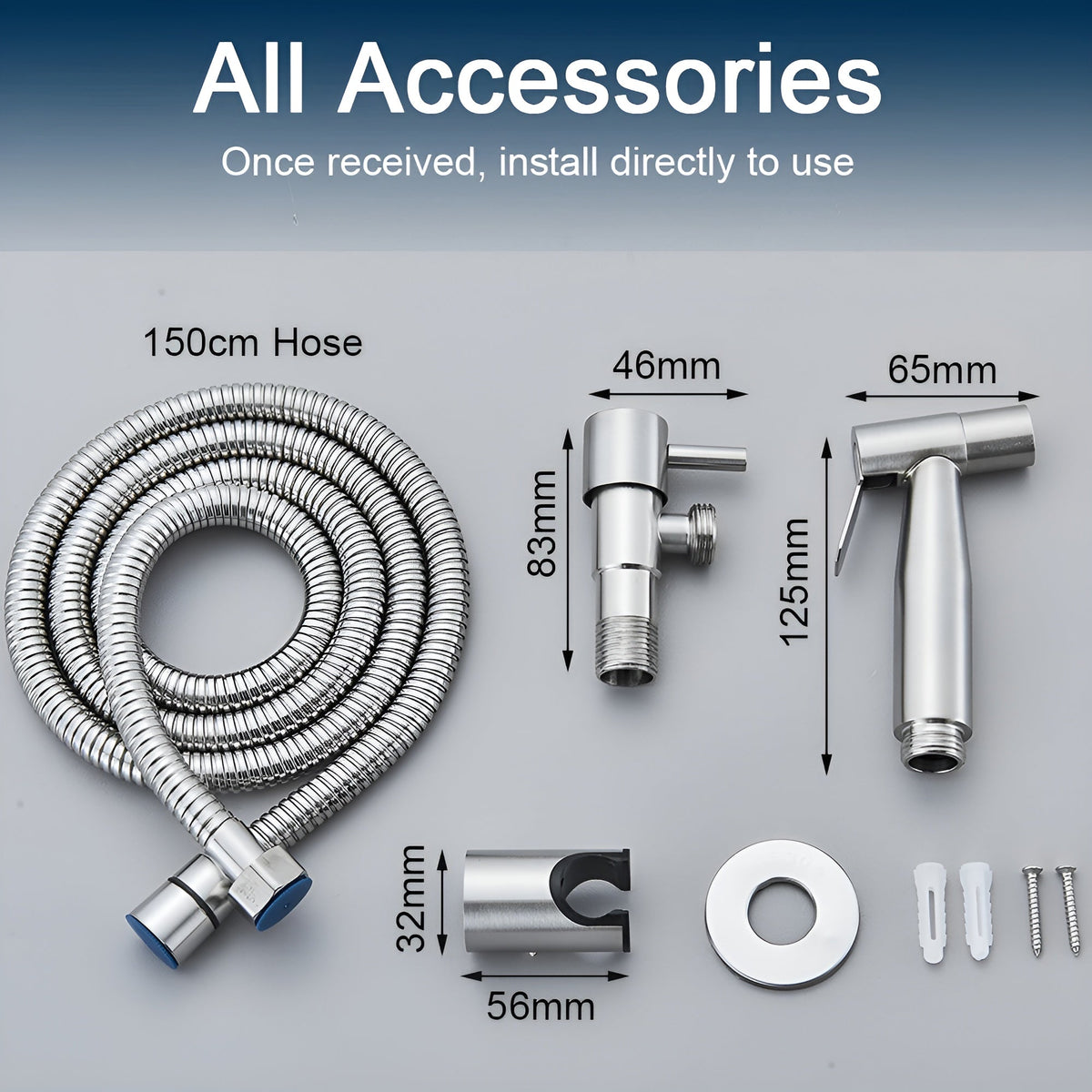 Stainless Steel Bidet Spray Head with Wall Holder Hygienic Toilet Sprayer Durable for Bathroom and Toilet | Sansoti