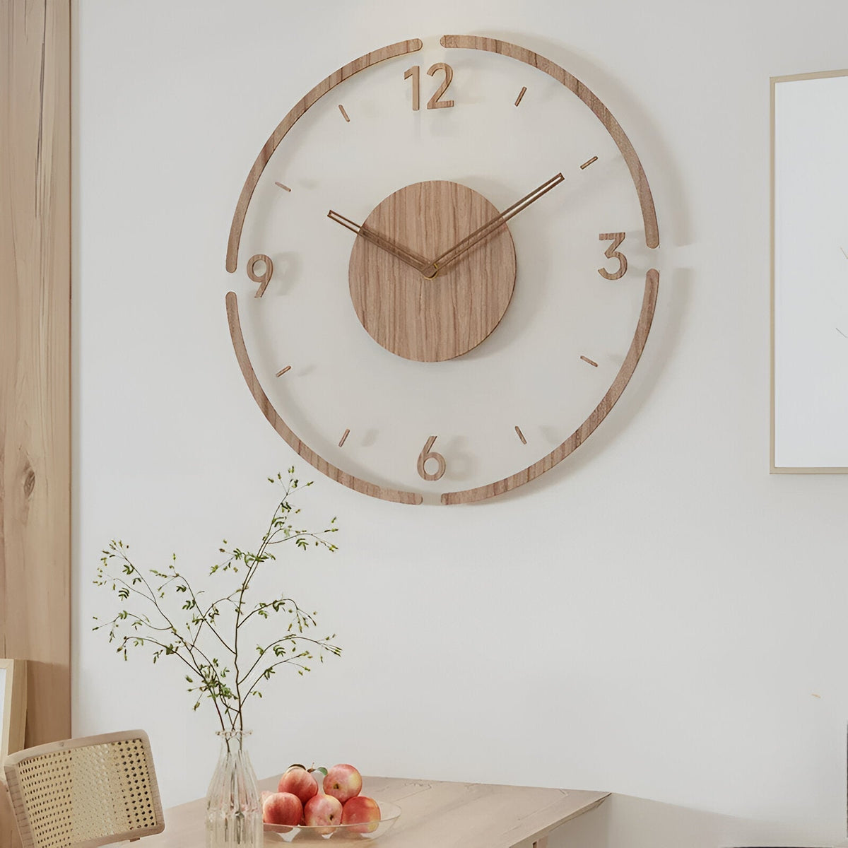 Minimalist Wall Clock Wood Acrylic Silent Movement 30-35cm Scandinavian Interior Modern Design Clock | Sansoti