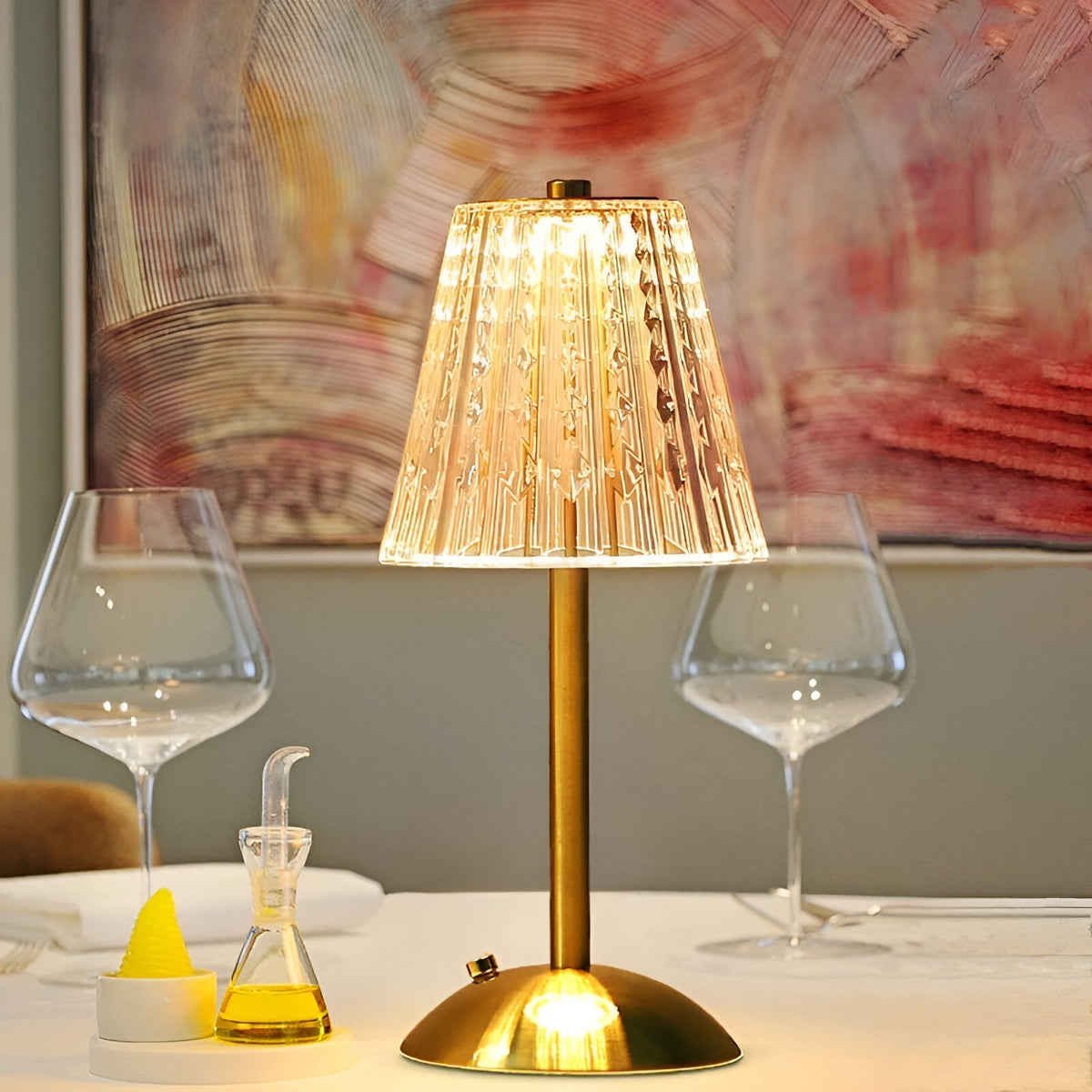 Wireless Vintage Table Lamp with Glass – Rechargeable Ambient Lighting for Living & Bedroom | Sansoti