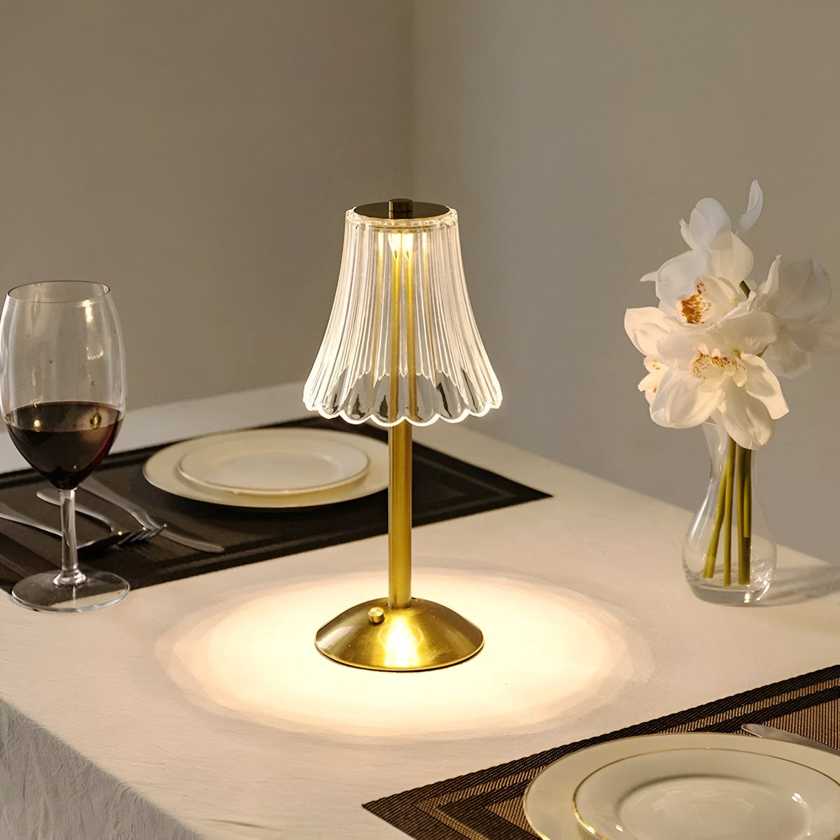Wireless Vintage Table Lamp with Glass – Rechargeable Ambient Lighting for Living & Bedroom | Sansoti