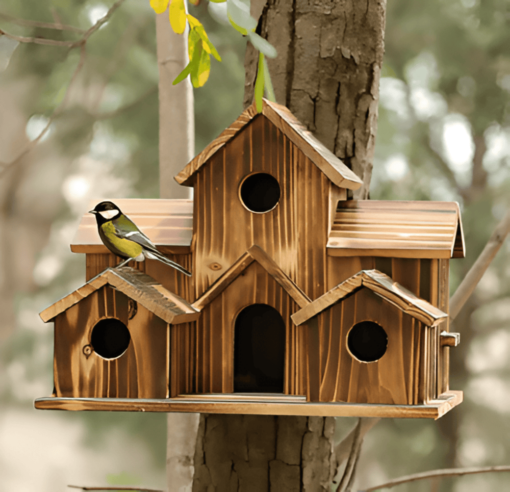 Vogelhuisje Hout 20x14x15cm Natuurlijk Nestkast Tuin Balkon Terras Hangend Vogelverblijf Vogelverzorging | Sansoti