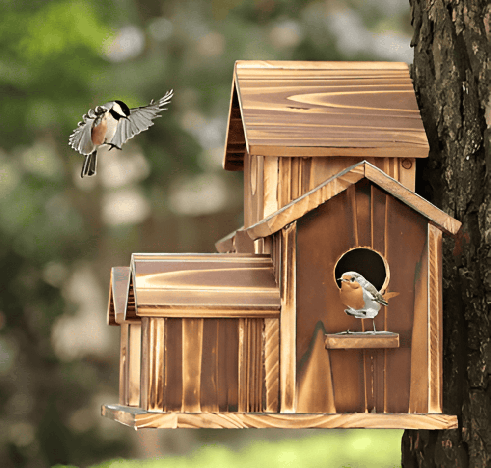 Vogelhuisje Hout 20x14x15cm Natuurlijk Nestkast Tuin Balkon Terras Hangend Vogelverblijf Vogelverzorging | Sansoti