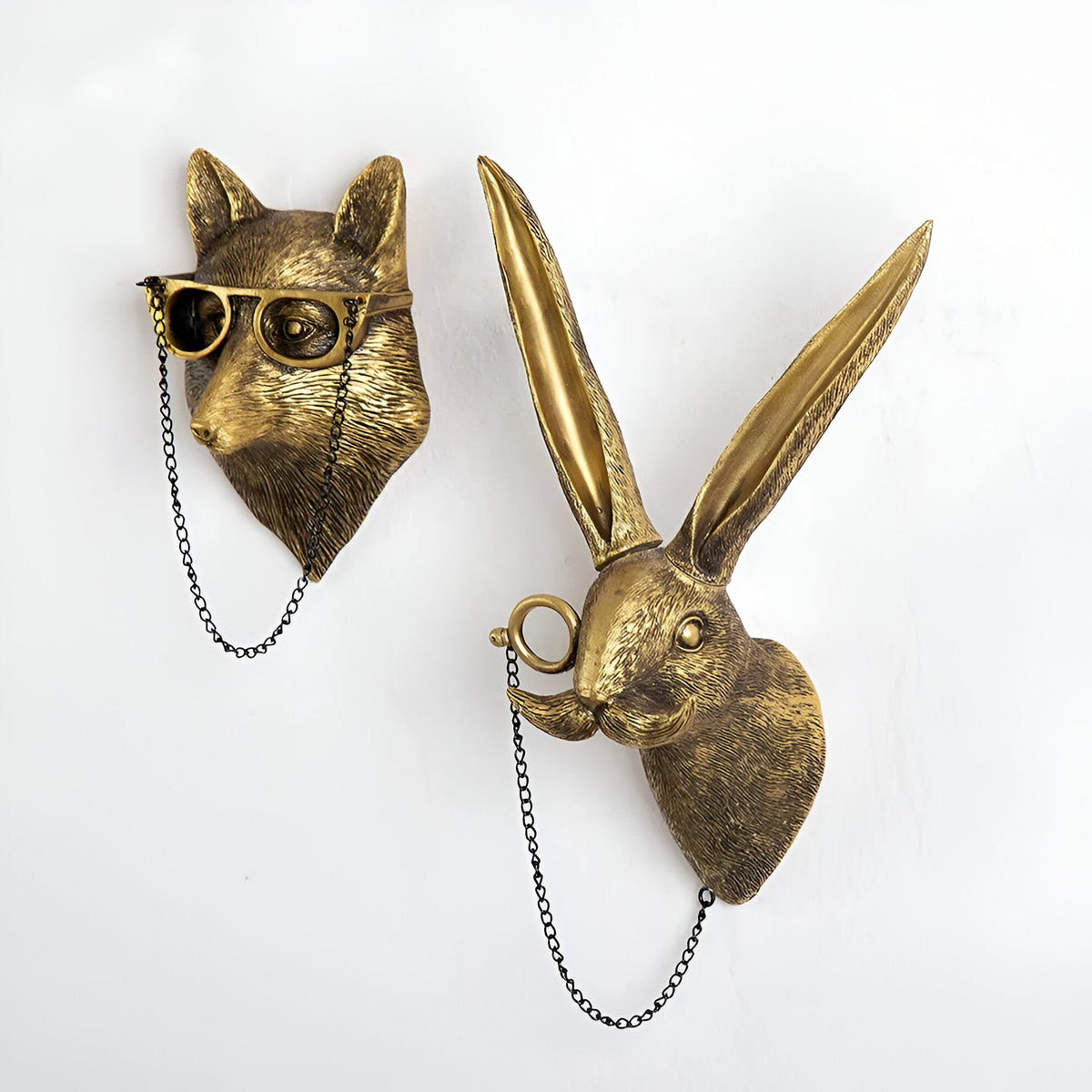 Wandhaak Dierenkop Goud Kapstokhaak Decoratie Wand Resin | Sansoti