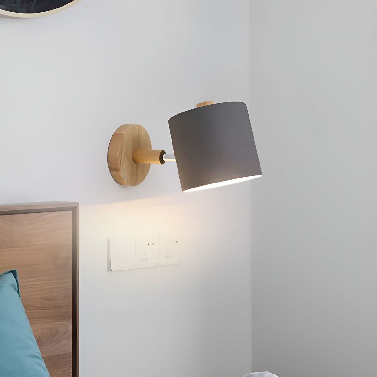Wall Lamp Metal Wood Pink Adjustable 13x14 cm E27 Indoor Lighting Bedroom Kids Room Bed Lamp Scandinavian | Sansoti
