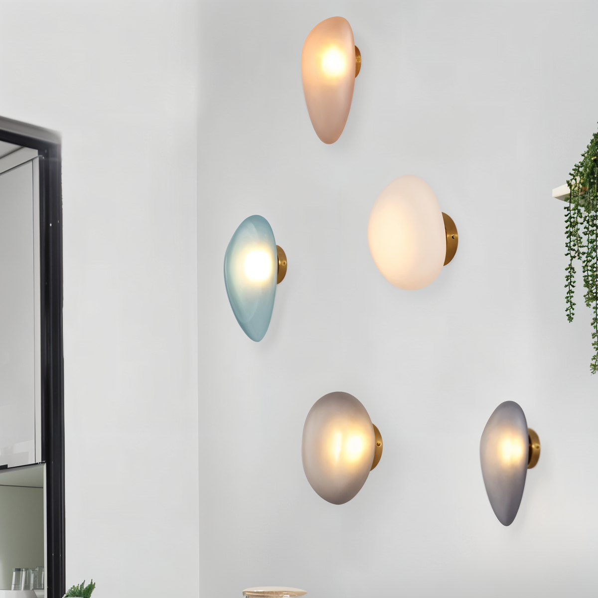 Glass Wall Lamp LED Warm Light Metal Edge Living Room Bedroom Hallway Scandinavian Design Modern Interior | Sansoti