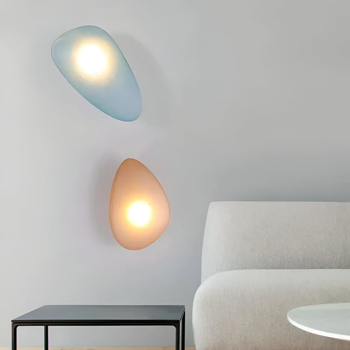 Glass Wall Lamp LED Warm Light Metal Edge Living Room Bedroom Hallway Scandinavian Design Modern Interior | Sansoti