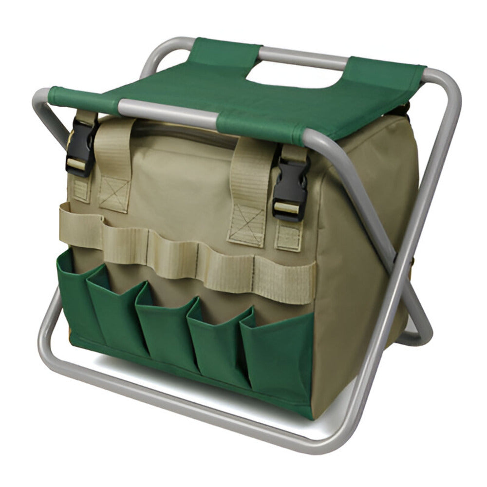 Gartengeräte-Set, 6-teilig, mit klappbarem Hocker und Tasche | Sansoti
