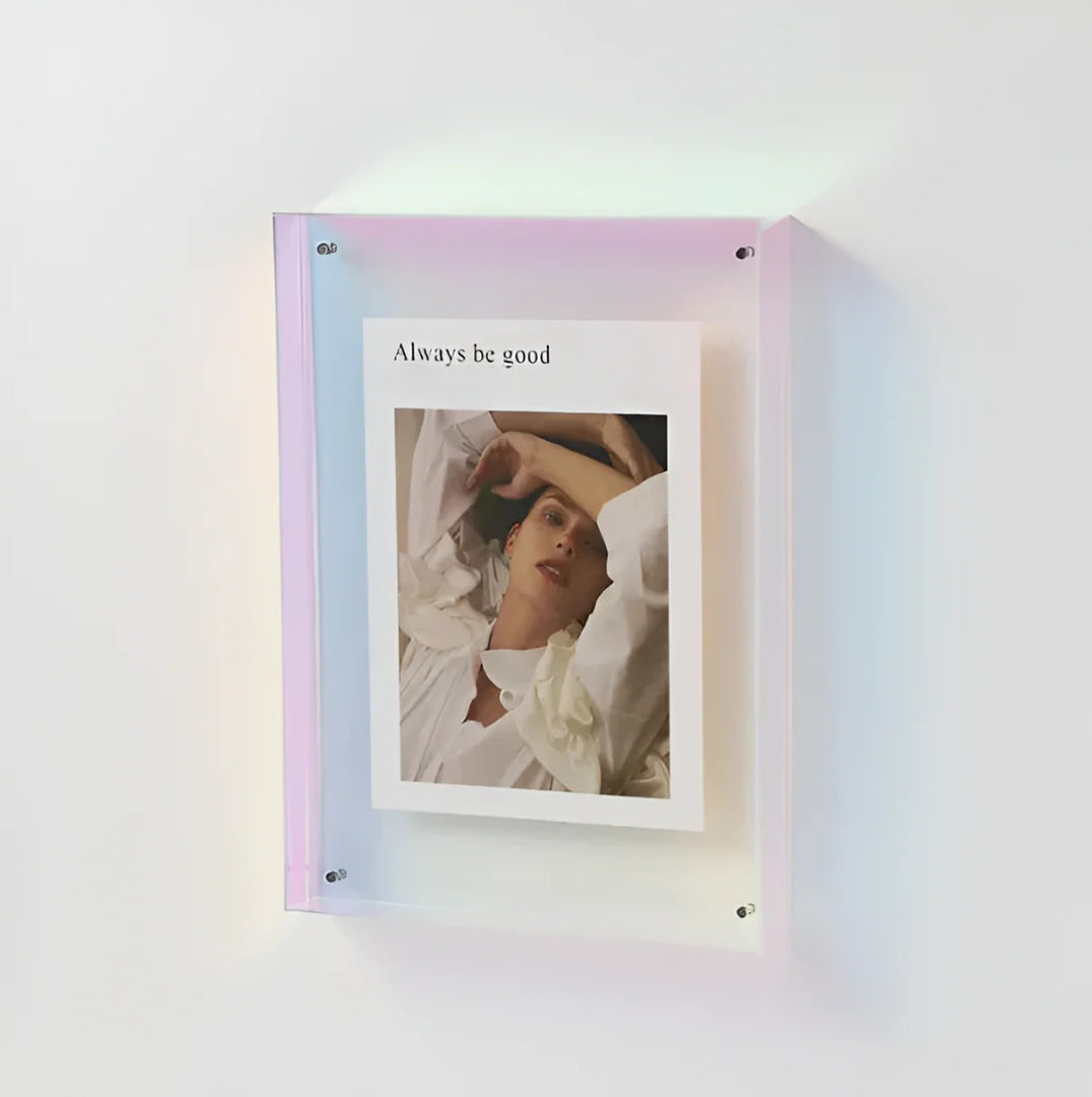 Floating Photo Frame Acrylic Transparent Desk Wall Vertical Horizontal Modern Design Decorative 11-30cm | Sansoti