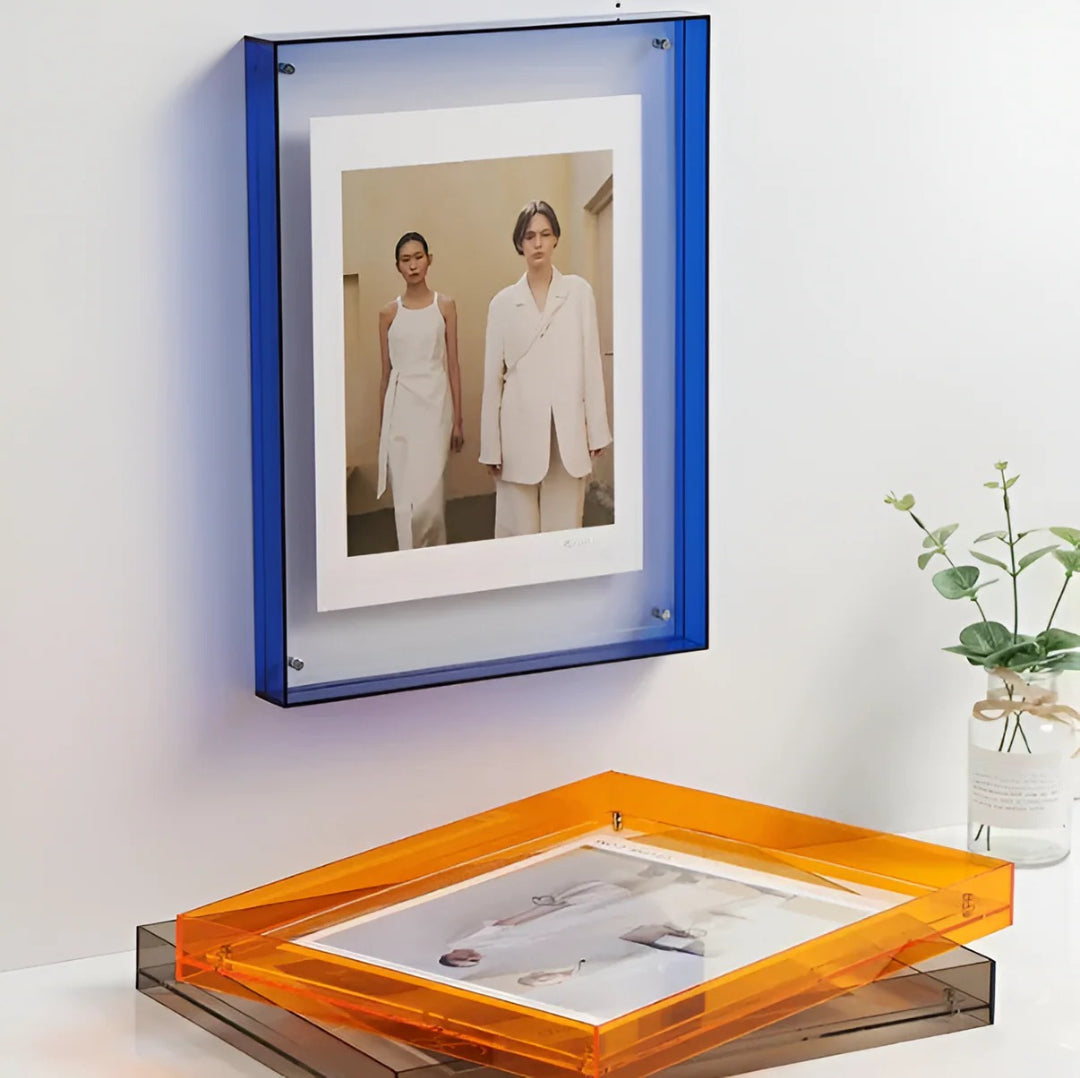 Floating Photo Frame Acrylic Transparent Desk Wall Vertical Horizontal Modern Design Decorative 11-30cm | Sansoti