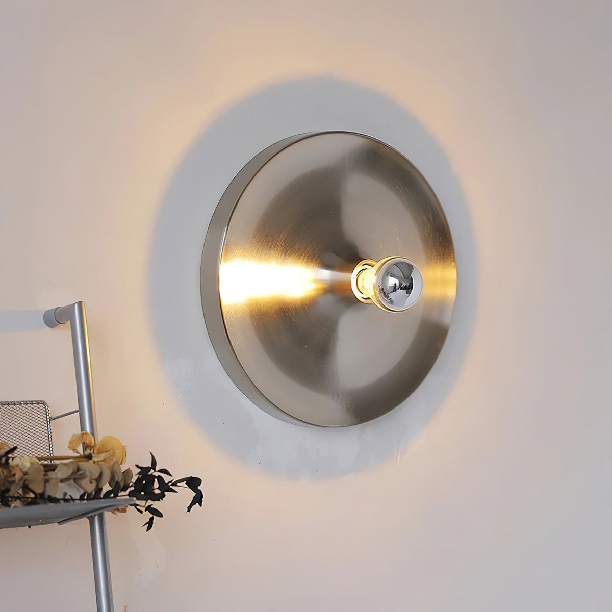Nowoczesna okrągła lampa ścienna z żelaza, biała, czarna, pomarańczowa, niklowa lub mosiężna, lampa sufitowa o podwójnym zastosowaniu, do werandy, patio i wnętrz | Sansoti