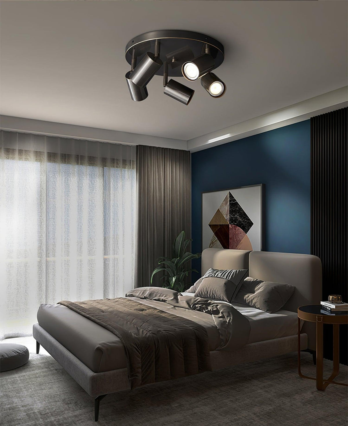 Deckenleuchte Metall Stehlampe mit Messing-Finish Industrieller Kronleuchter 3 oder 5 Lichtquellen GU10 Fassung 25W pro Lampe Moderne Hängelampe Kupferfarben Schwarz | Sansoti