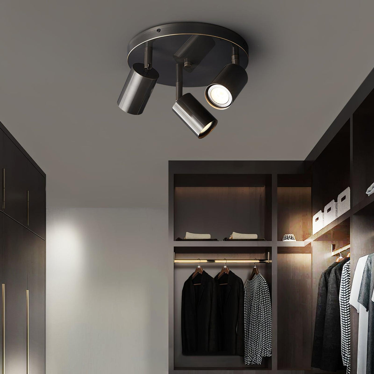 Deckenleuchte Metall Stehlampe mit Messing-Finish Industrieller Kronleuchter 3 oder 5 Lichtquellen GU10 Fassung 25W pro Lampe Moderne Hängelampe Kupferfarben Schwarz | Sansoti