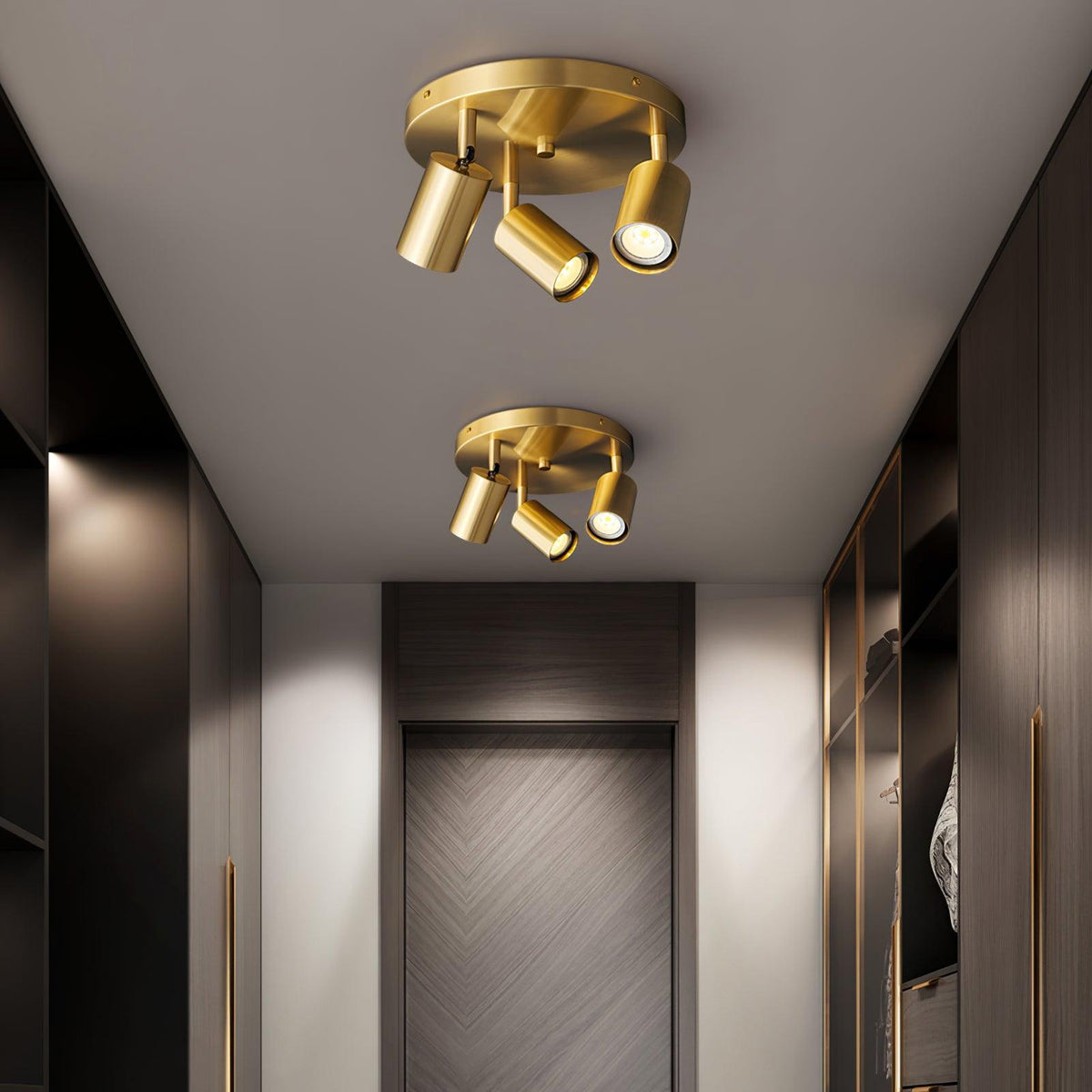 Deckenleuchte Metall Stehlampe mit Messing-Finish Industrieller Kronleuchter 3 oder 5 Lichtquellen GU10 Fassung 25W pro Lampe Moderne Hängelampe Kupferfarben Schwarz | Sansoti