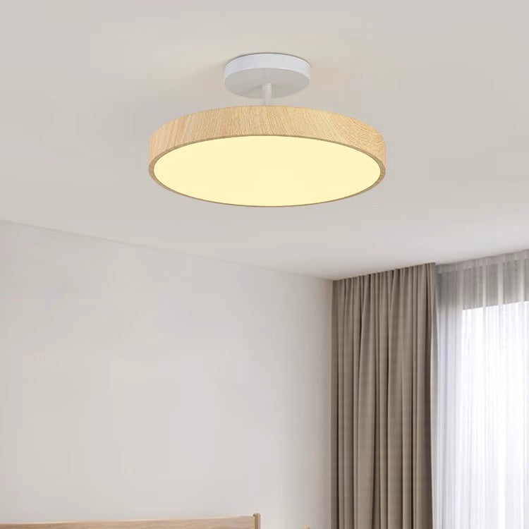 LED Deckenleuchte Holzoptik Gold Rund Halbaufbau Wohnzimmer Schlafzimmer Esszimmer Design Deckenbeleuchtung | Sansoti