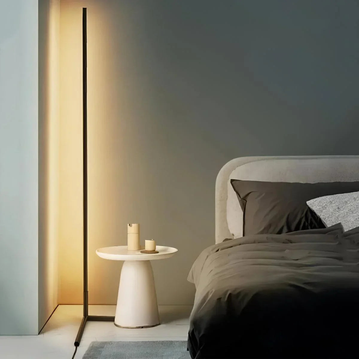 Floor Lamp LED Dimmable Remote Control 142cm Aluminum Minimalist Living Room Bedroom | Sansoti
