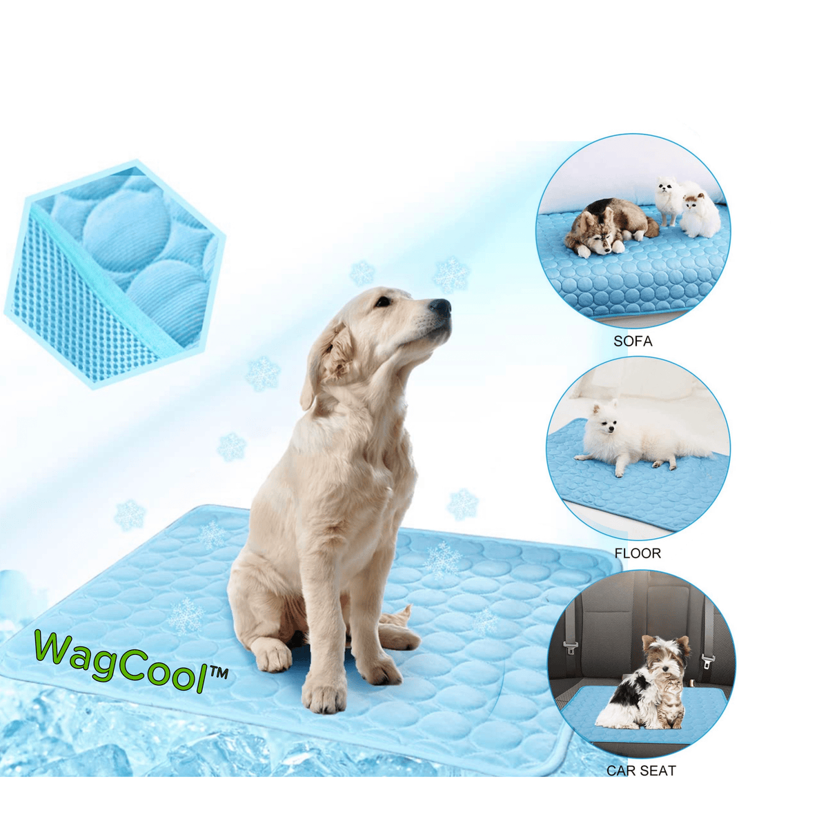 Pressure-Activated Cooling Mat for Pets Ice-Cool Surface Dogs Cats Indoor Outdoor Summer Comfort | Sansoti