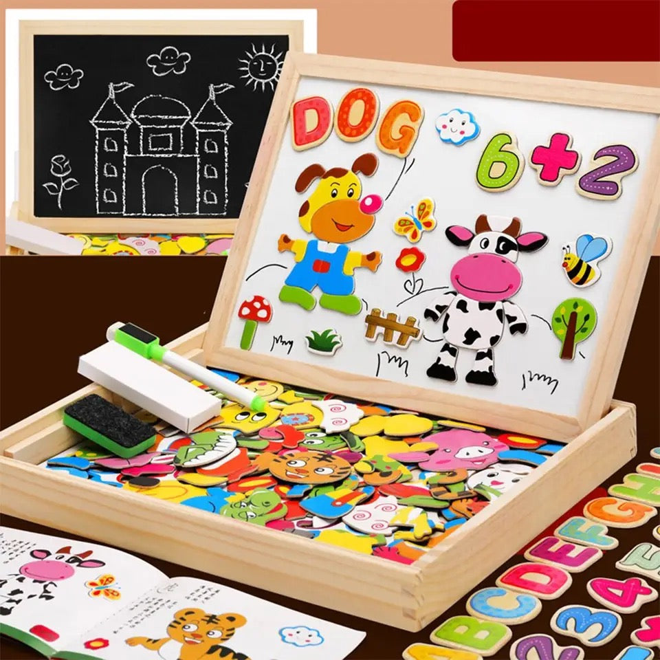 Beidseitiges Zeichenbrett für Kinder Holz Magnetische Tafel Whiteboard Kreatives Pädagogisches Spielzeug für Zuhause Schule Aktivitäten | Sansoti