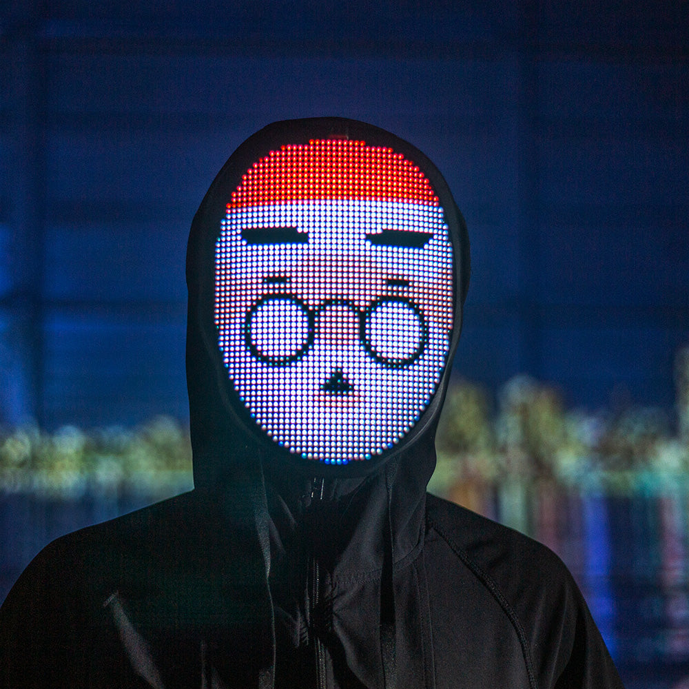 Interactief LED-masker met App-bediening Gebarenherkenning Lichteffecten voor Feesten Evenementen Carnaval | Sansoti
