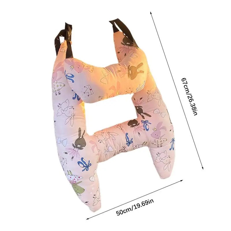 Autokissen Kind Kopfstütze Baumwollmischung 67x50cm Beige Reisekissen Auto Nackenstütze Kindersitz Lange Fahrt Komfort Schlafunterstützung | Sansoti
