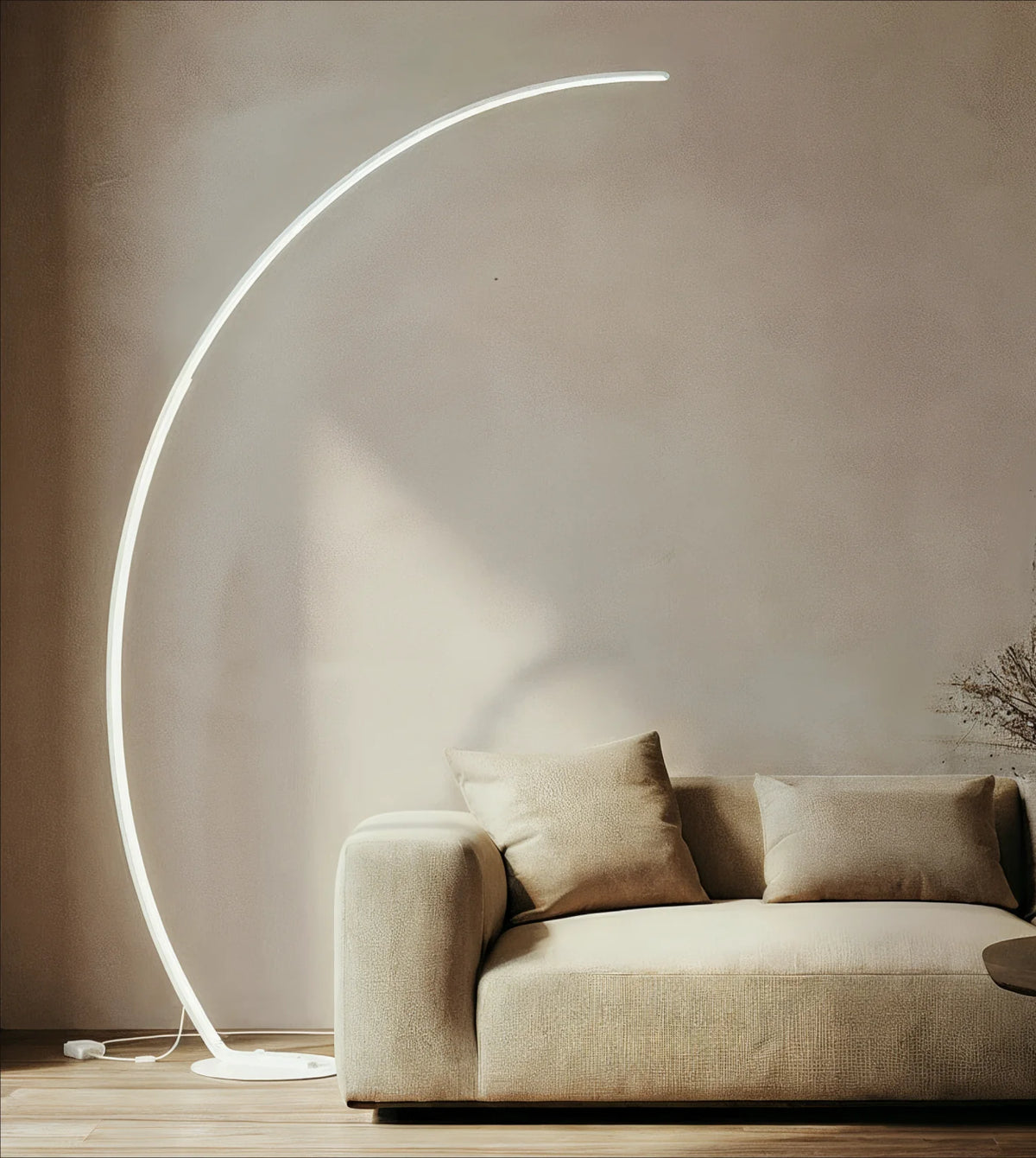 LED-Bogen-Stehlampe Schwarz Weiß, dimmbar, 170 cm, modernes Design | Sansoti