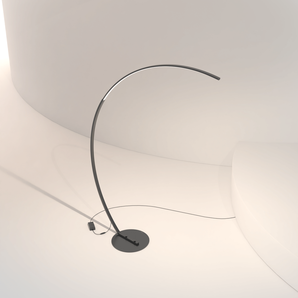 LED-Bogen-Stehlampe Schwarz Weiß, dimmbar, 170 cm, modernes Design | Sansoti