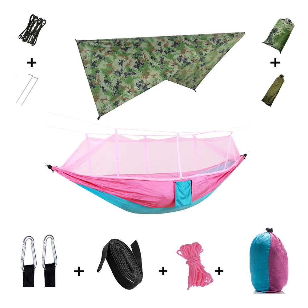 Camping Hammock for 2 People with Rain Cover and Mosquito Net | Sansoti
