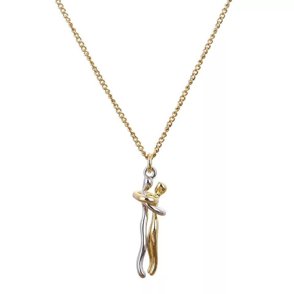Partnerhalsketting met Omhelzing Hanger 42cm Verstelbare Ketting Goud Zilver Voor Koppels en Geliefden | Sansoti