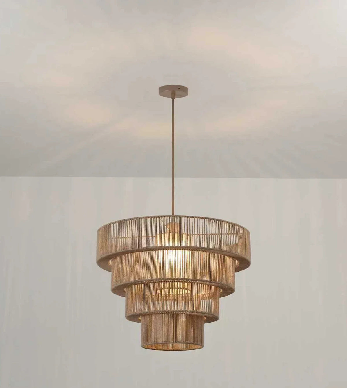 Hanglamp Gevlochten Katoen Taupe 50cm Boho Scandinavisch Verstelbaar | Sansoti
