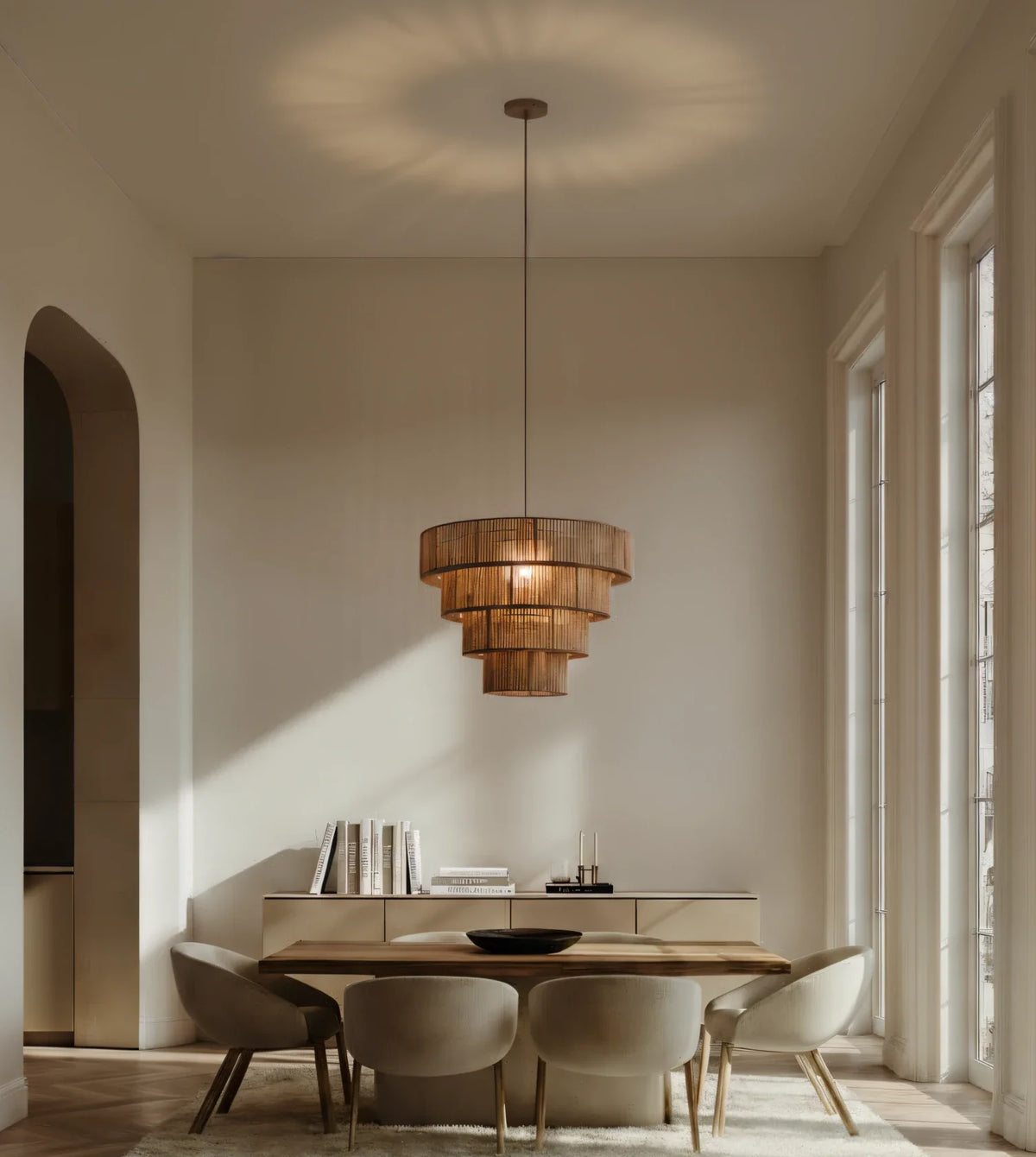 Hanglamp Gevlochten Katoen Taupe 50cm Boho Scandinavisch Verstelbaar | Sansoti