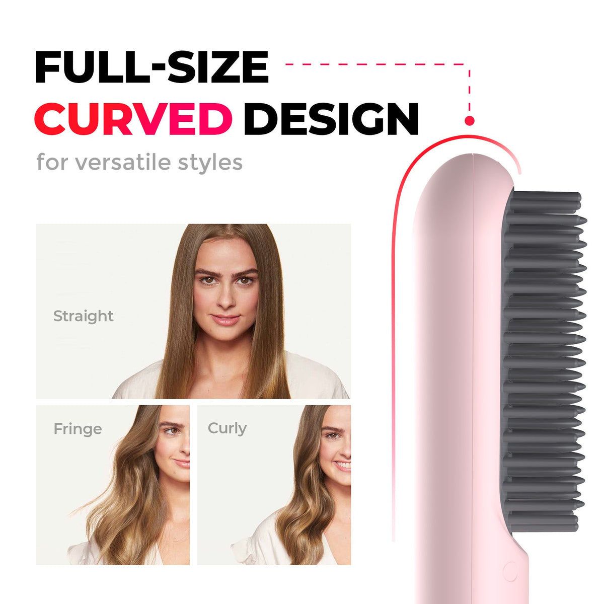 Wireless Heat Styler Brush Rechargeable with Ceramic Plates Straightening Curling Compact Travel Size for All Hair Types Home and On the Go | Sansoti