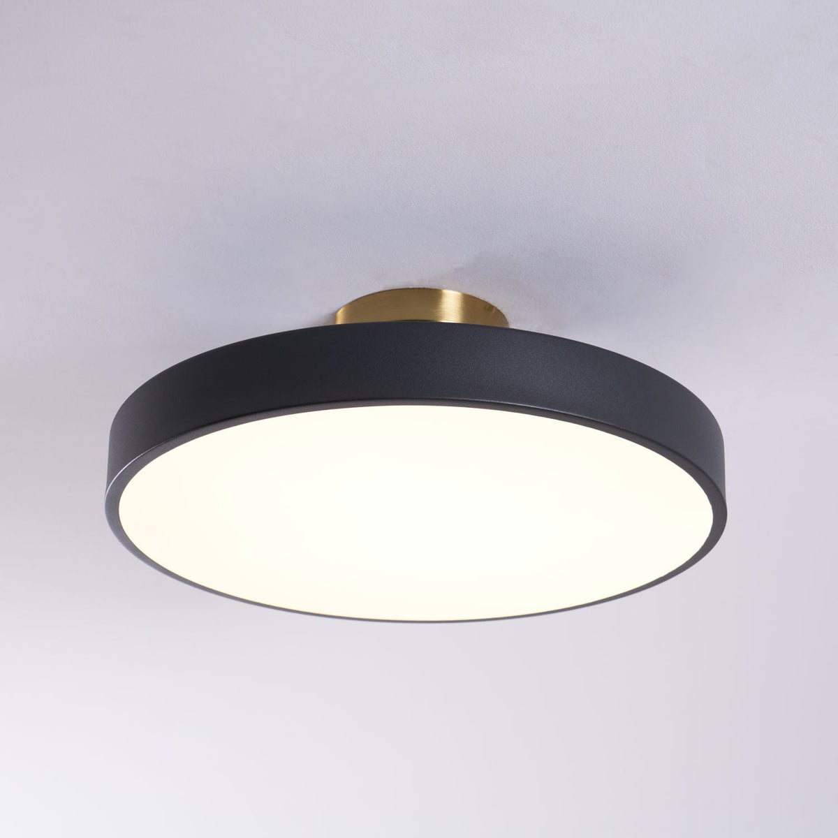 Isla Ceiling Light — Round Flush-Mount LED Ceiling Fixture with Black Metal Frame and White Diffuser | Ideal for Dining Rooms, Offices and Modern Interiors | Available in Six Colors | Sansoti